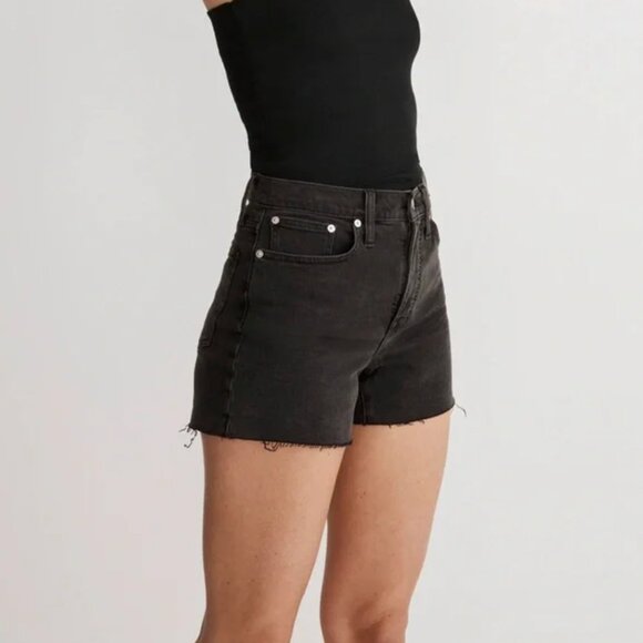 Madewell Pants - Madewell | High Rise Denim Cuffed Jean Shorts | Size 24 | Black